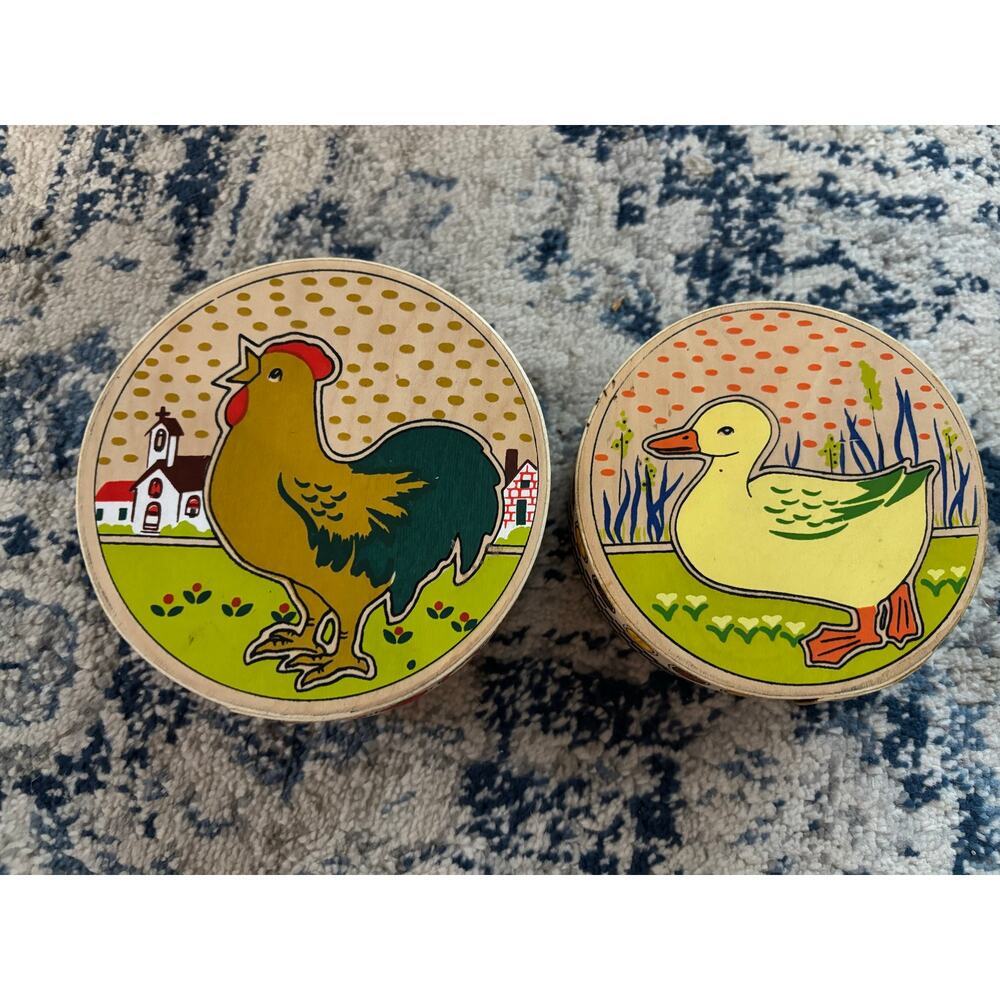 Painted Wooden Farm Themed Nesting Shaker Style Chicken/Duck